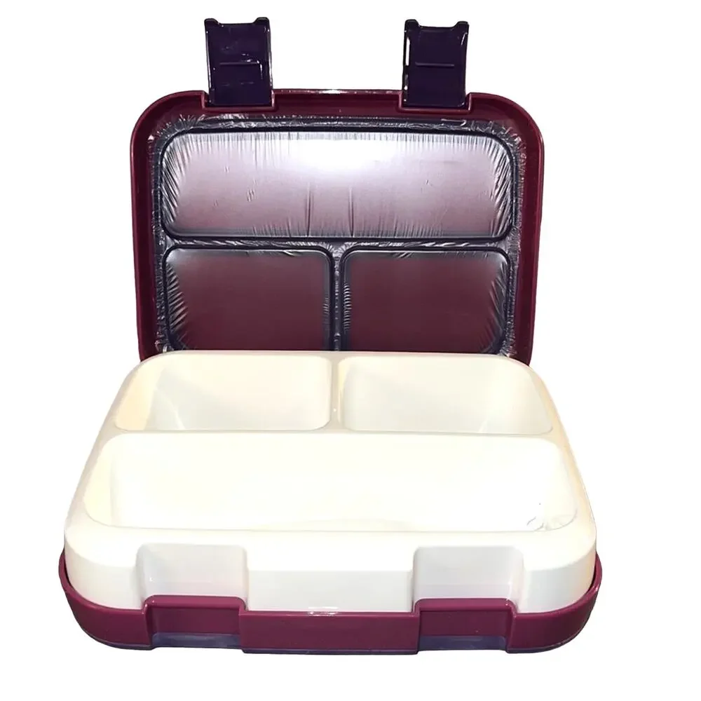 NWOT NWOB Bento Lunch Box Leakproof Purple 3 Compartments BPA-Free w/ Spork